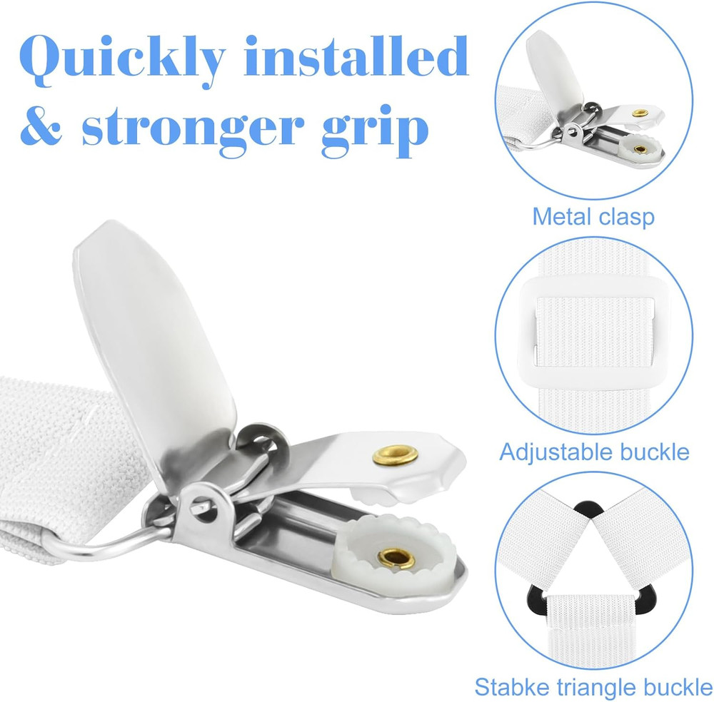 2 Pack Bed Sheet Fasteners Straps Adjustable Bed Sheet Holder Bands with Sheet C