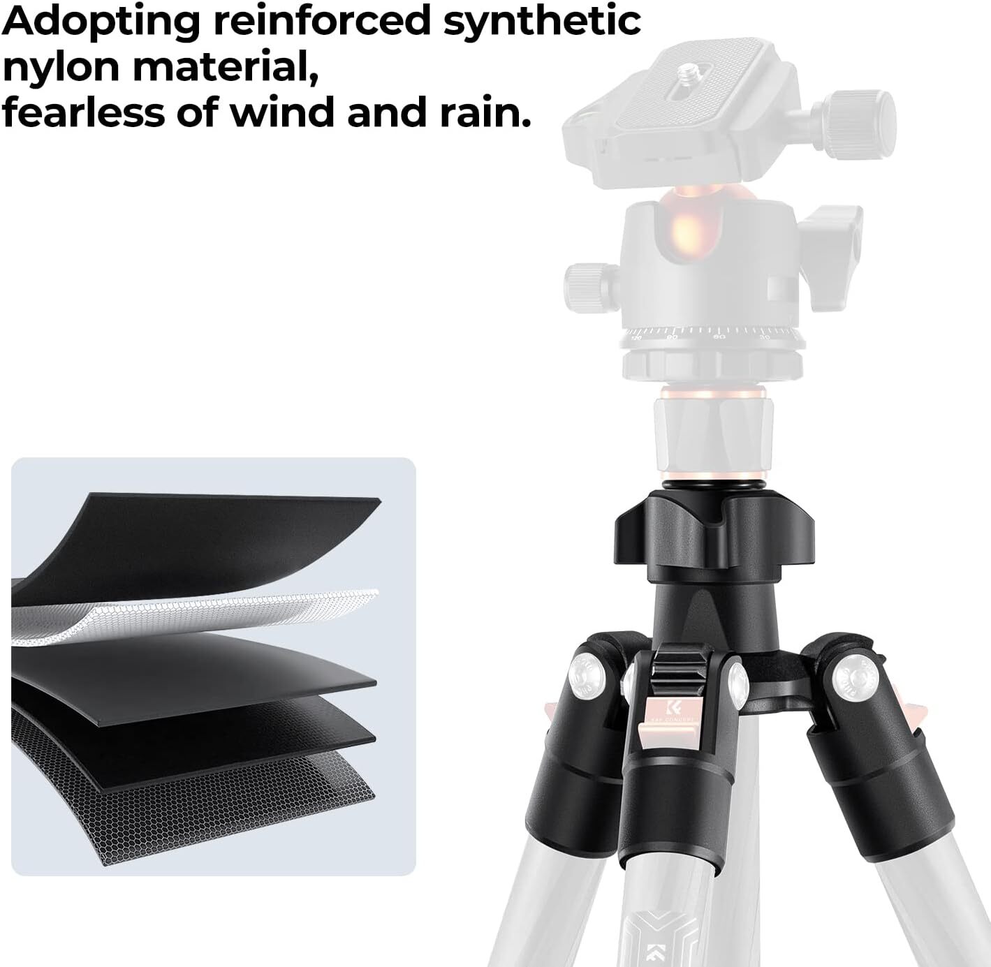 K&F Concept 163cm Carbon Fiber Camera Tripod Lightweight Travel w/360° Ball Head