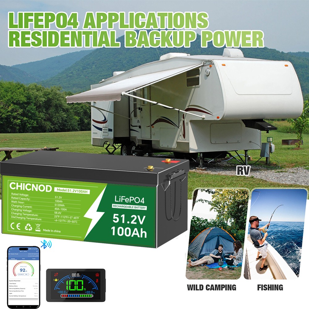 48V 100Ah LiFePO4 Lithium Battery 5120Wh Built-in BMS Deep Cycle For Golf Carts