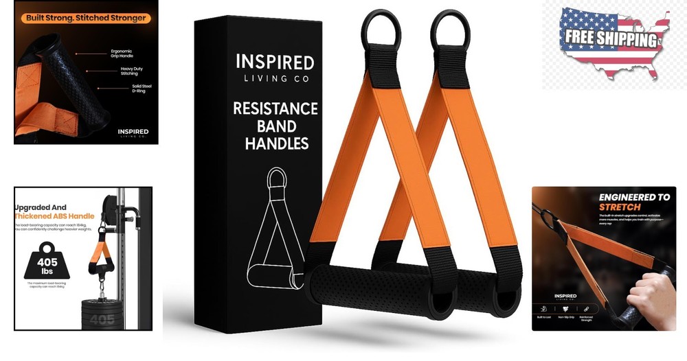 Elastic D Handle Cable Attachments 2-Pack for Versatile Home Gym Exercises