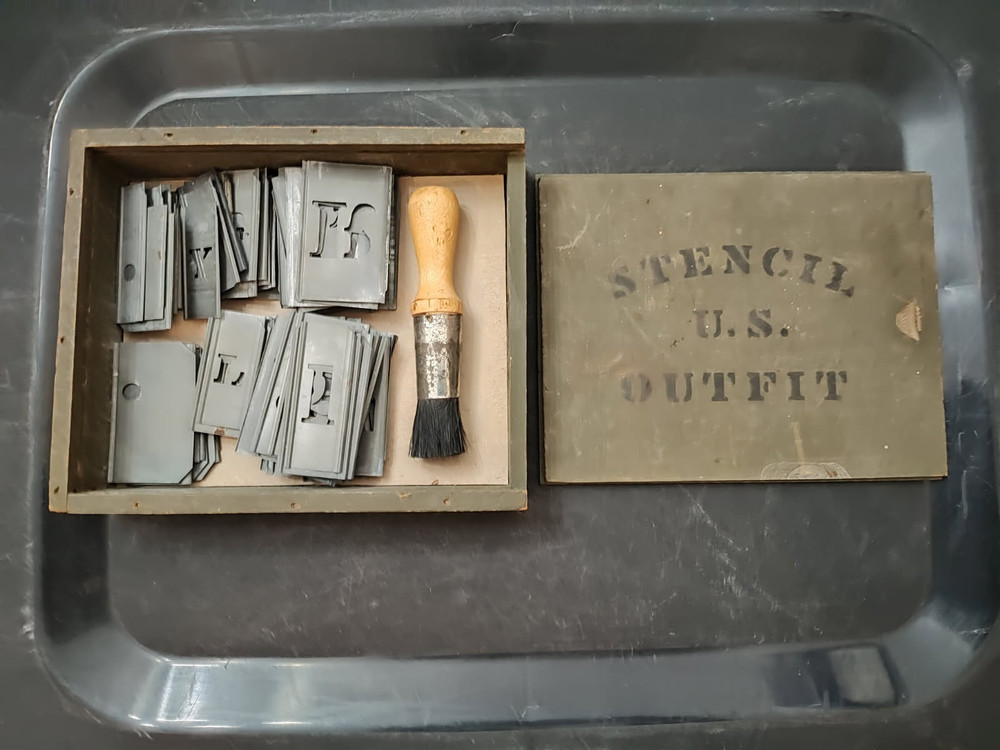 WW2 USGI 1944 Dated Metal Stencil Set 99% Complete Excellent Condition