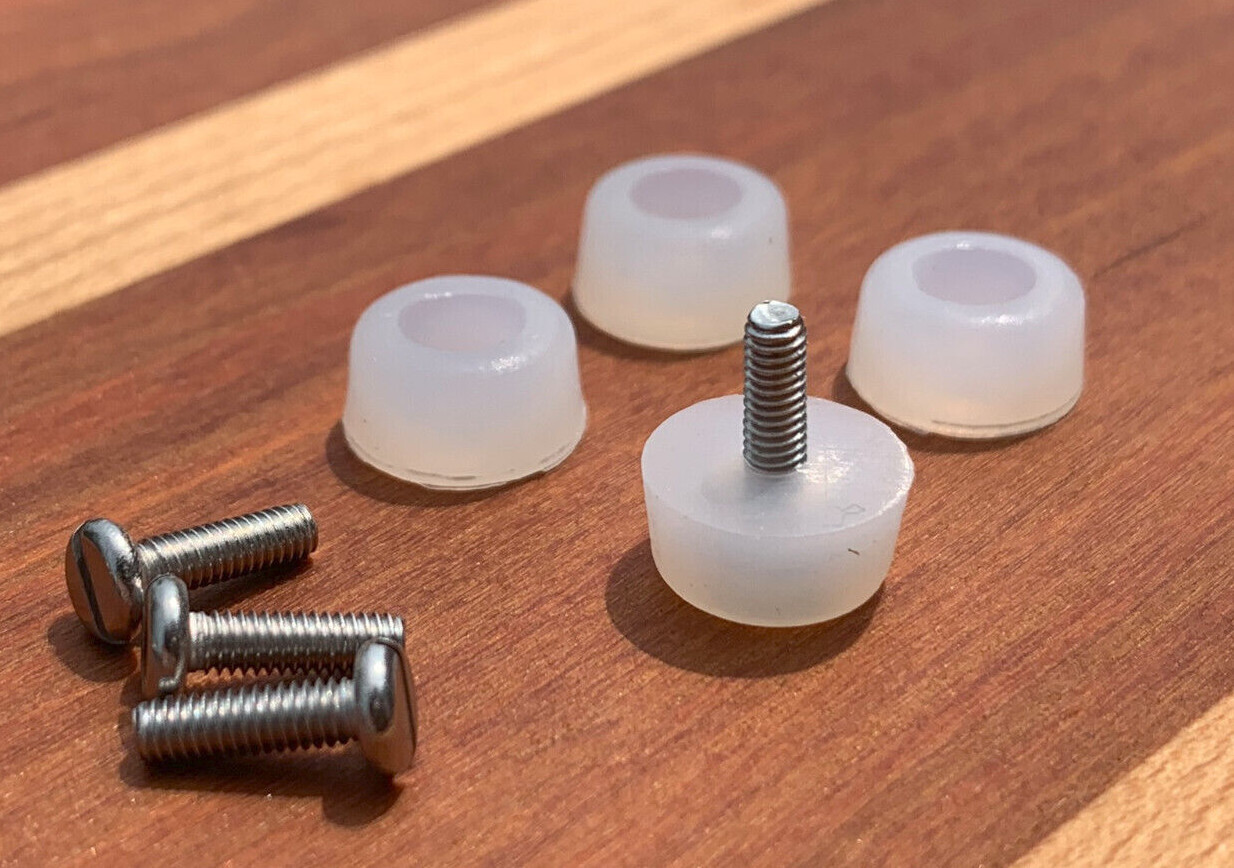 Extra Small 3/8" DIA Rubber Bumpers with Stainless Steel Screws (Black or Clear)