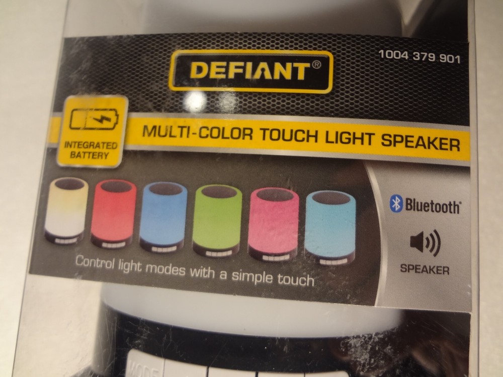 LED Touch Light Bluetooth Speaker - Defiant Rechargeable Color Changing - Black