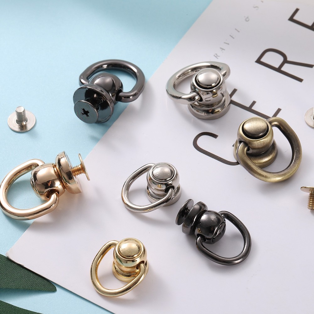 8Pcs Ball Post Head Buttons 360 Rotatable Small Studs Rivets(Light Gold)