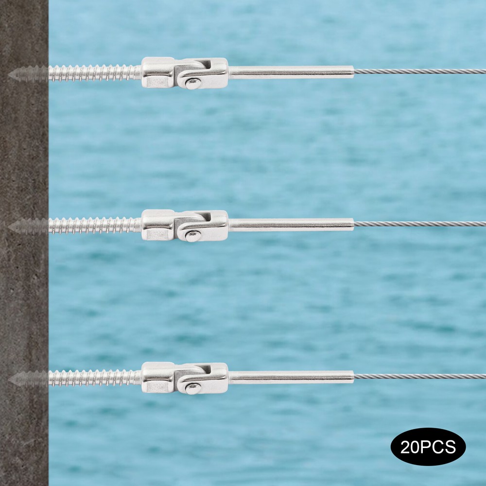 20pcs 180° Adjustable Angle Threaded Stud Tension End Cable Railing Kit NEW