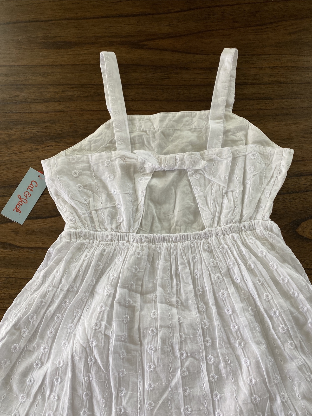 White Girls' Tie-Back Sleeveless Woven Dress - Cat & Jack, Size XXL (18), Cotton