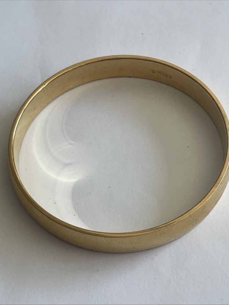Classic Signed MONET Brushed Goldtone 2.5"d Bangle Bracelet FX7