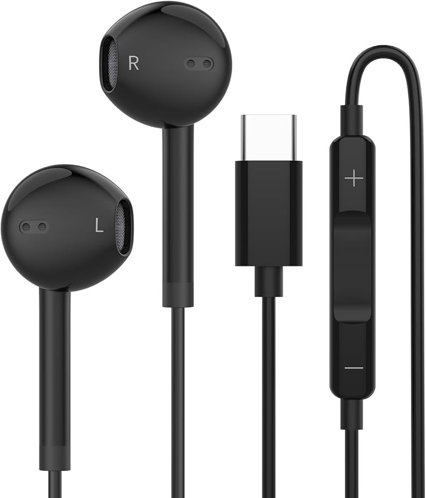 USB-C Type C Wired Headphones Earbuds for iPhone 16 15 Pro Max Plus Pixel