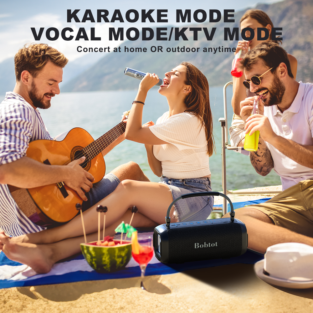 Bluetooth Speaker Portable Karaoke Waterproof Speaker with Wireless Microphone