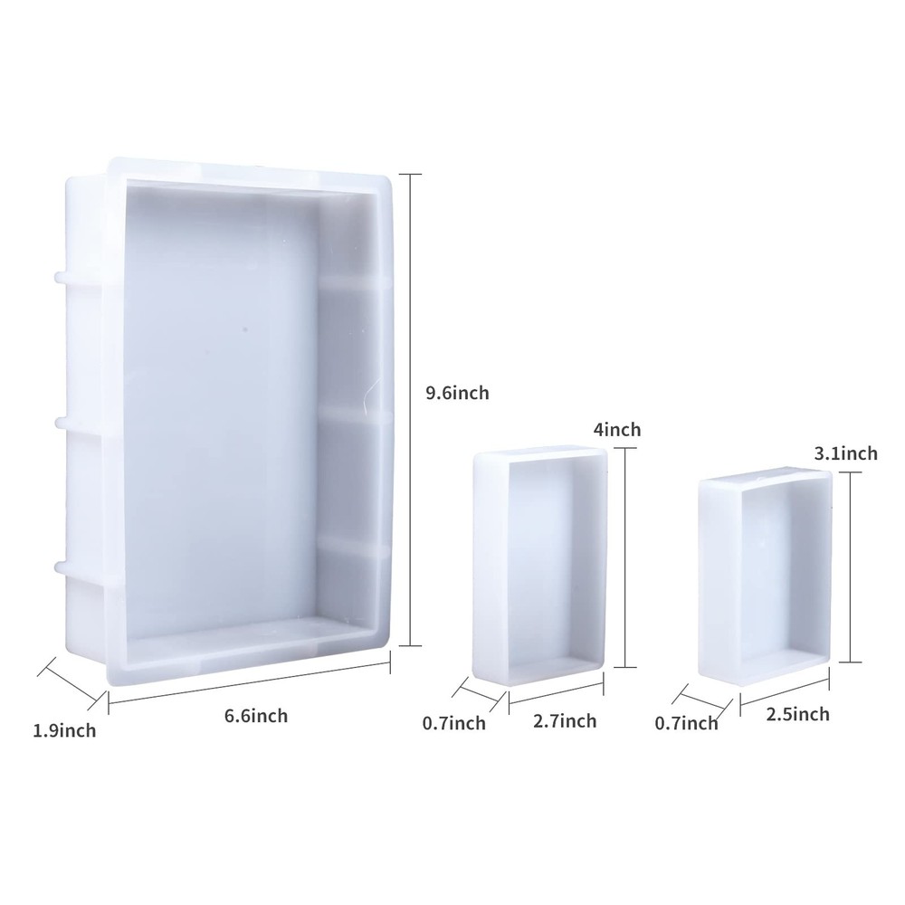 3 Pcs Rectangular Silicone Molds for Resin, Large Resin Mold Glossy Deep Square