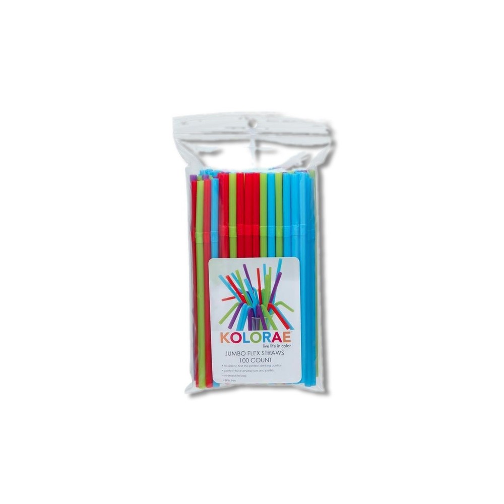 Kolorae Assorted Plastic Flexible Drinking Straws KOL-0029