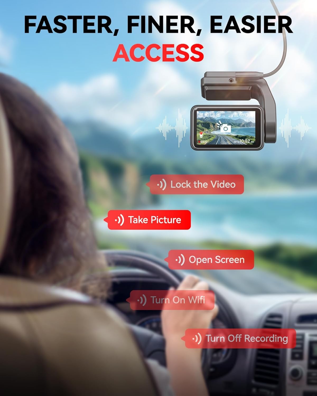 REDTIGER F4 32GB Dash Cam Front & Rear 4K Dash Camera 5.8GHz WiFi 2"Touch Screen