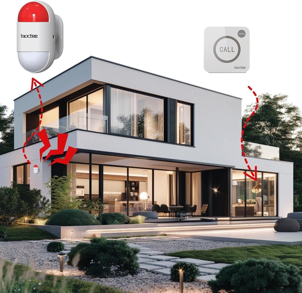 Panic Button Alarm for House Remote Control Strobe Siren System Sound...