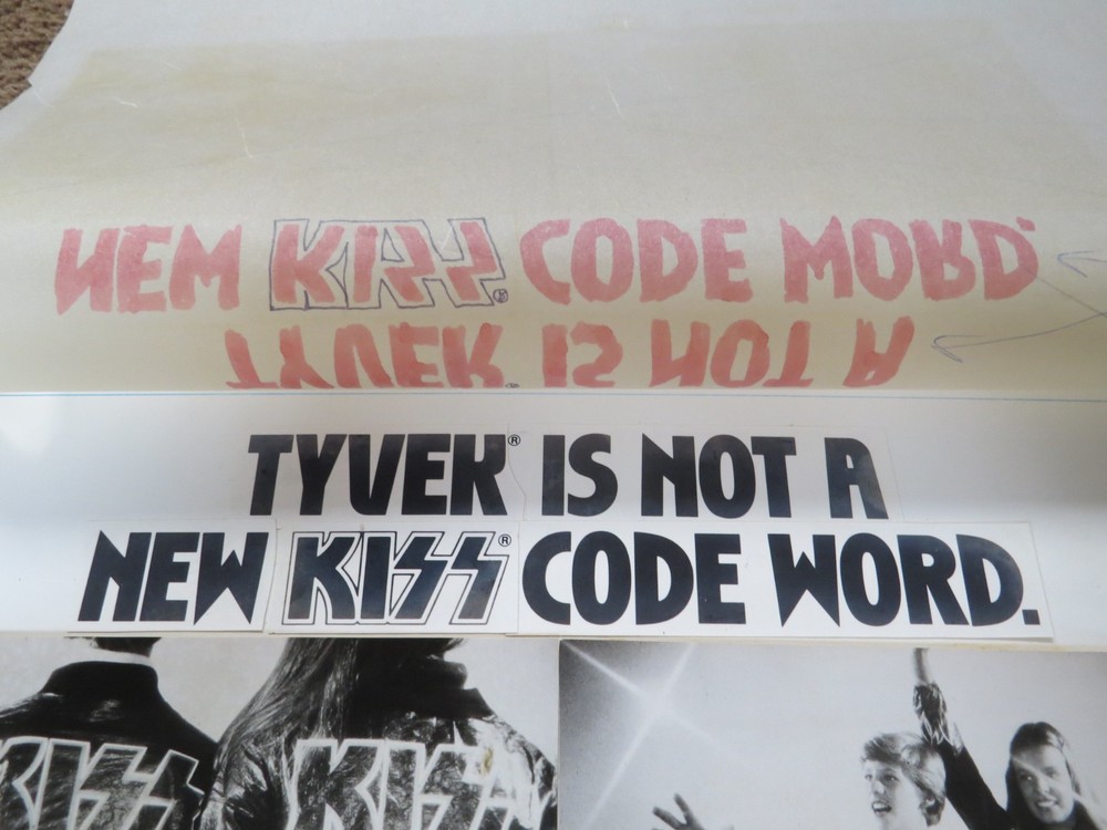 KISS FLAMES TYVEK JACKET ORIGINAL AD MOCKUP ARTWORK AUCOIN 1979