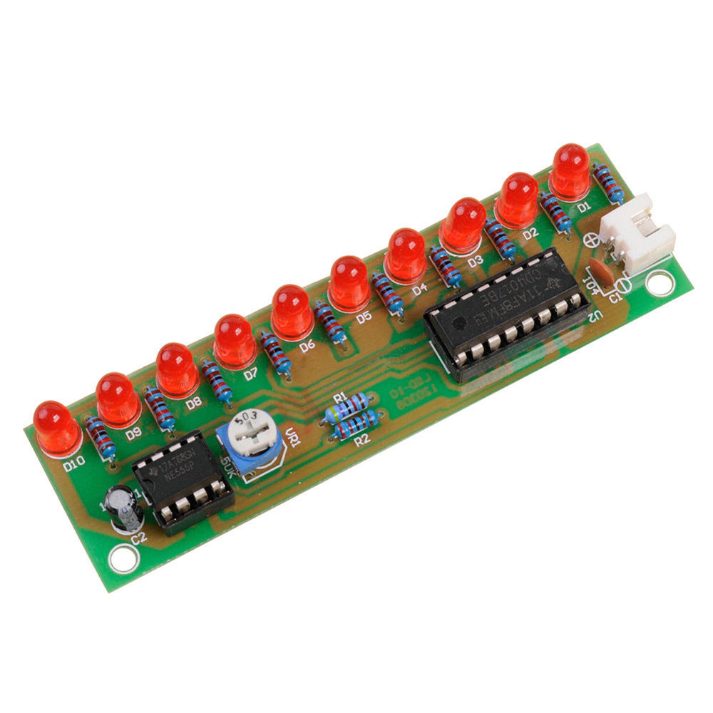 NE555 & CD4017 LED Light Chaser Sequencer Follower Scroller Module DIY Kit Red