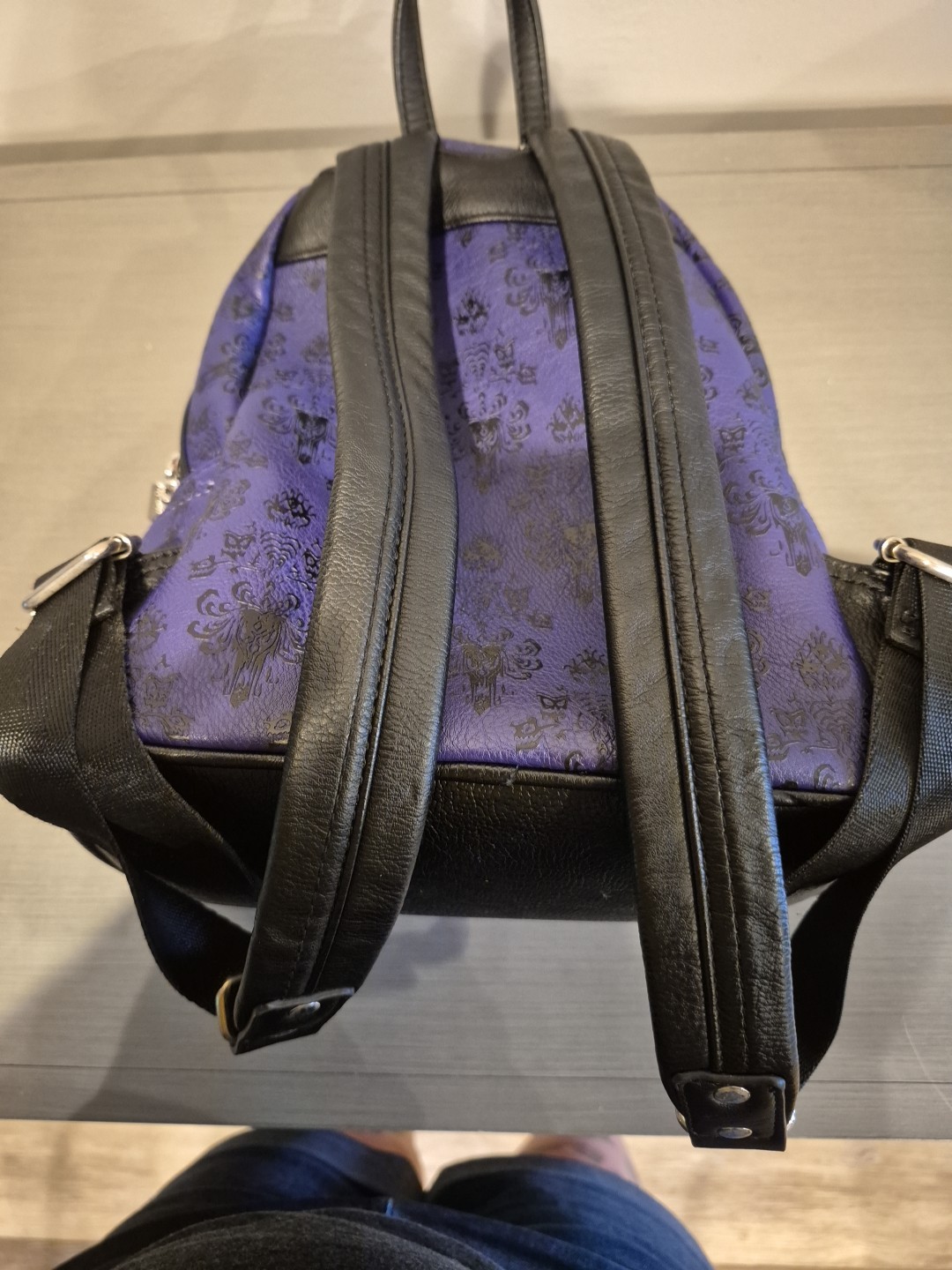 Disney Parks Loungefly, Haunted Mansion Mini Backpack Dark Purple/Black ￼