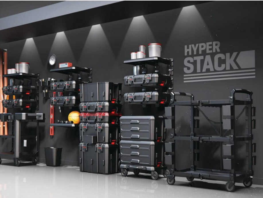 Hyper Stack Heavy Duty Modular Rolling Toolbox System, Black