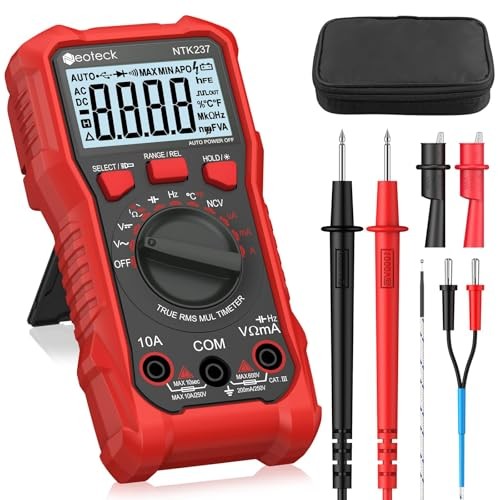 Digital Multimeter Voltmeter Tester with NCV, LCD for AC/DC 2000 Counts Red