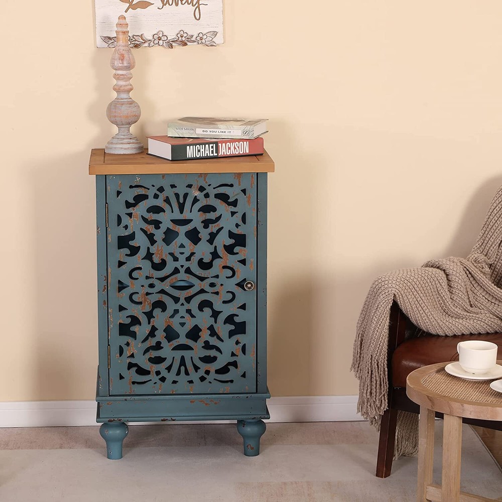 Accent Cabinet Console Table Decorative Sideboard Buffet Storage Cabinets Blue