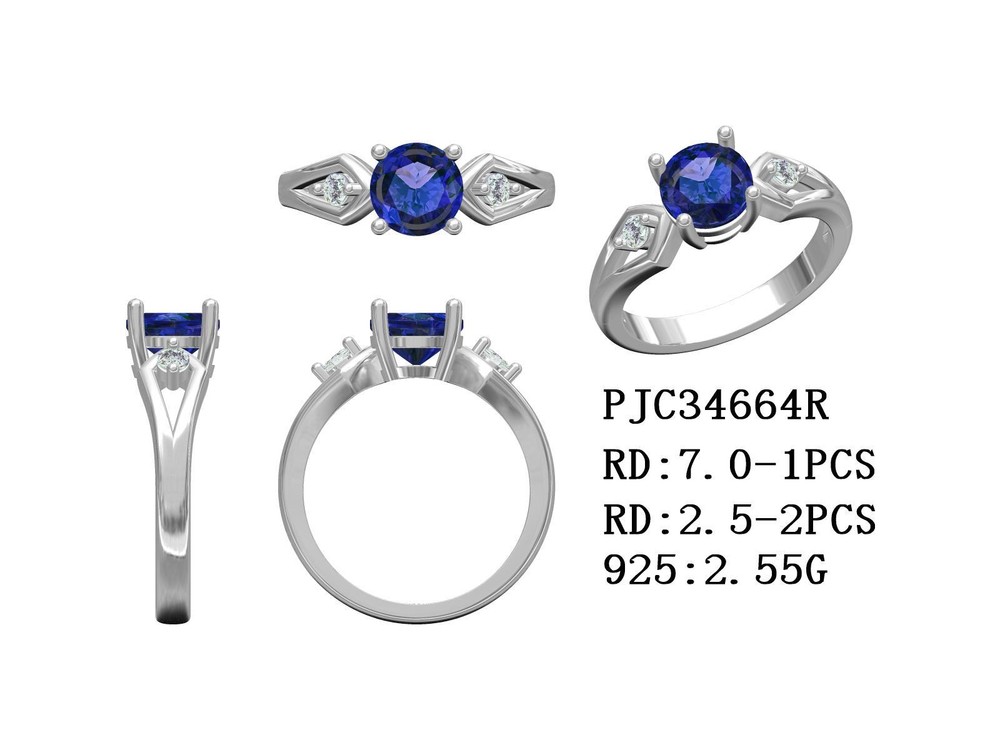 Sterling Silver Semi Mount Ring Setting Round 7mm 3 Stones