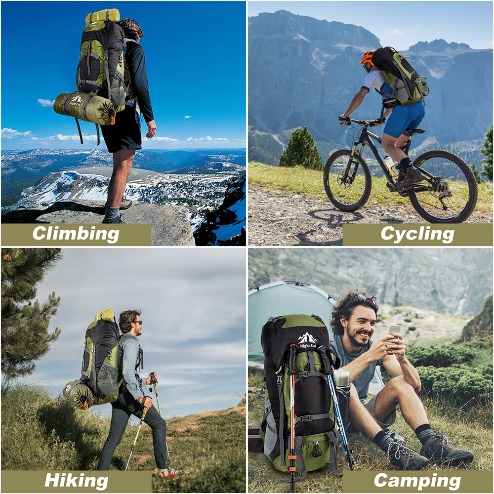 70L Outdoor Hiking Backpack Camping Rucksack Waterproof Shoulder Travel Bag USA