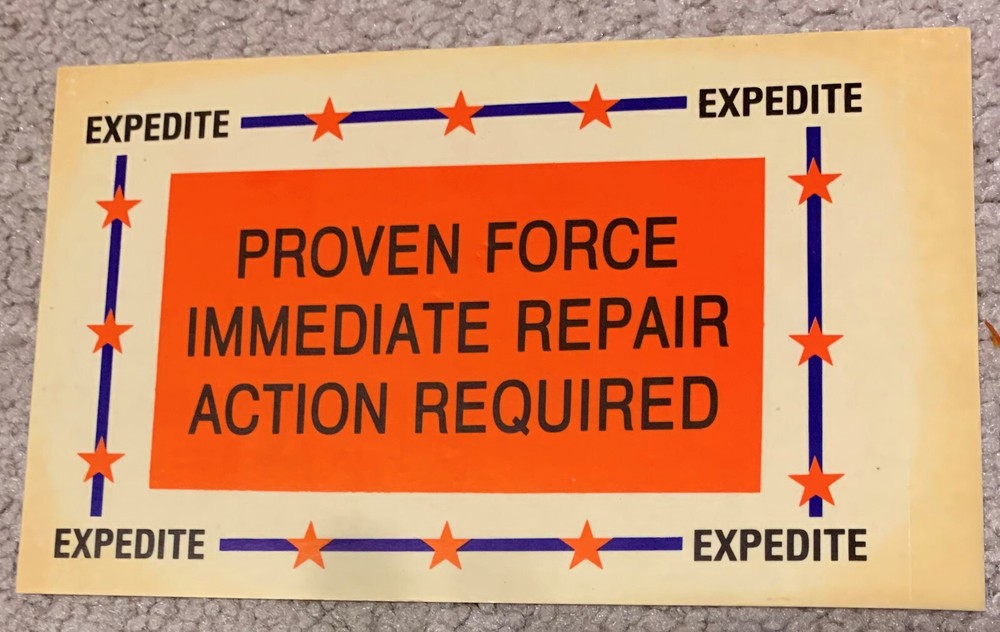 DESERT SHIELD STORM PROVEN FORCE PEEL AND PASTE REPAIR TAG