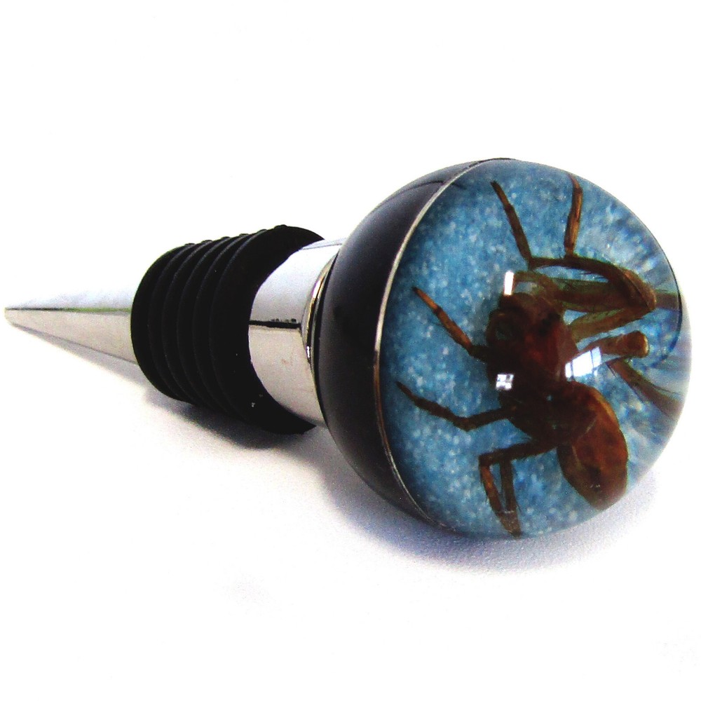 REAL Spider Wine Stopper BLUE