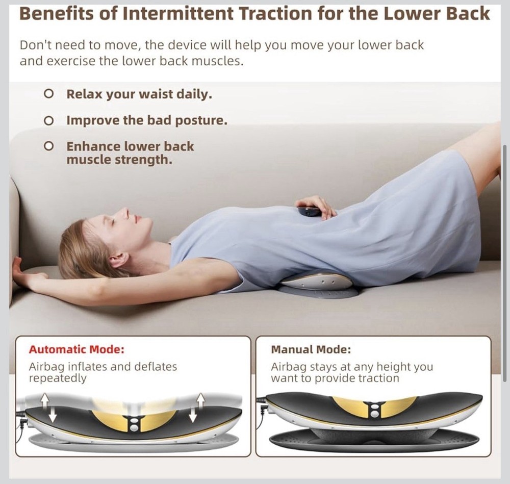 Electric Lumbar Traction Device, Multifunctional Back Traction Device with Dynam