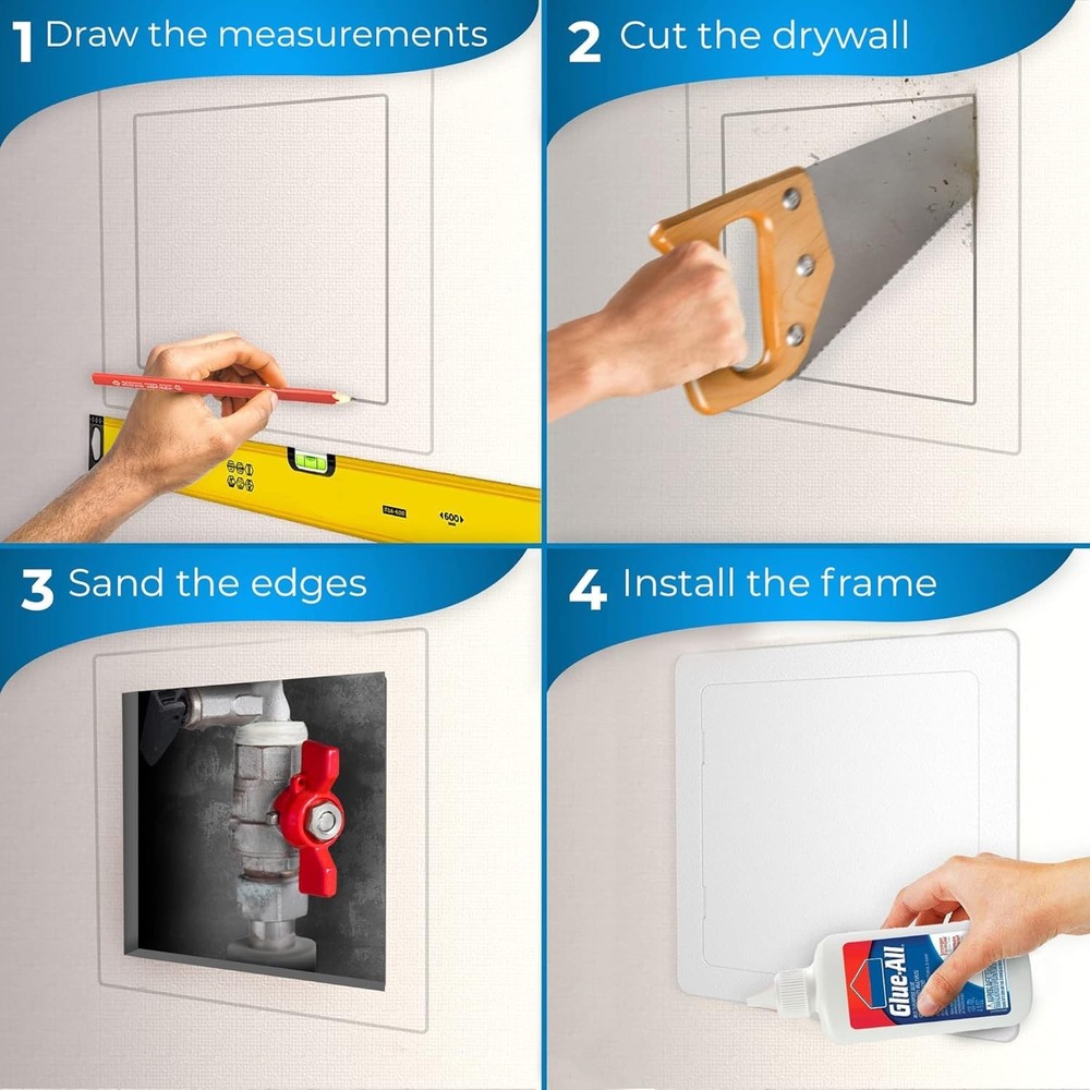 Stylish White Wall Hole Cover - Durable Plastic Access Panel for Home & Office