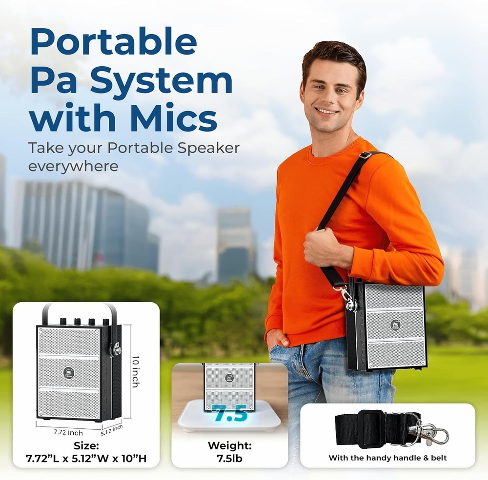 Ultimate 100W Voice Amplifier & Bluetooth Speaker - Dual Mics for Presentations