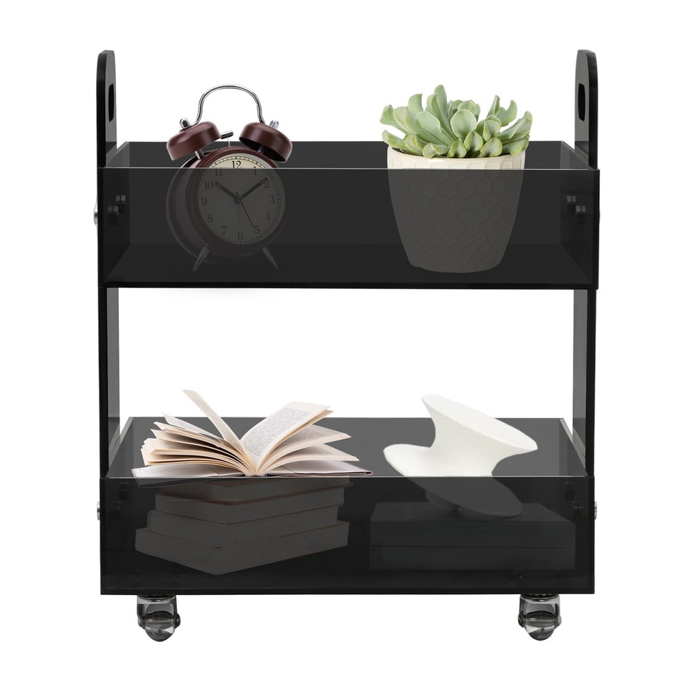Acrylic Side Table Modern Bedside Table Free Standing Storage Rack with Wheels