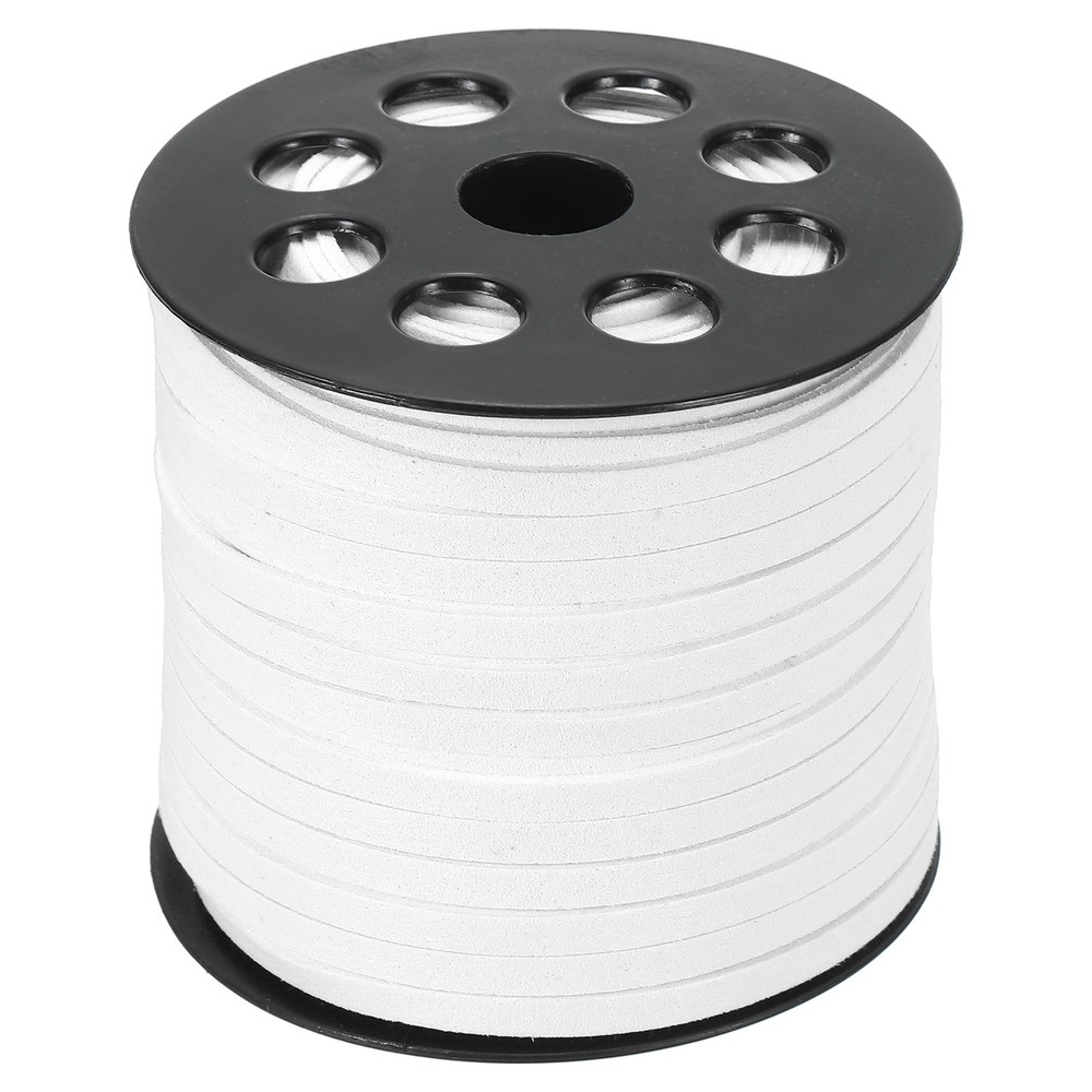 Suede Lanyard String with Roll Spool 5 mm 50 Yard, Flat Microfiber Cord, White