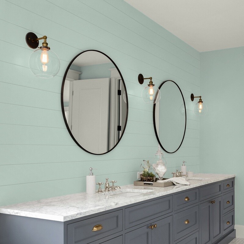 Low VOC Washable Interior Paint Eggshell Good Hide Coverage Light Blue 1Gal wall