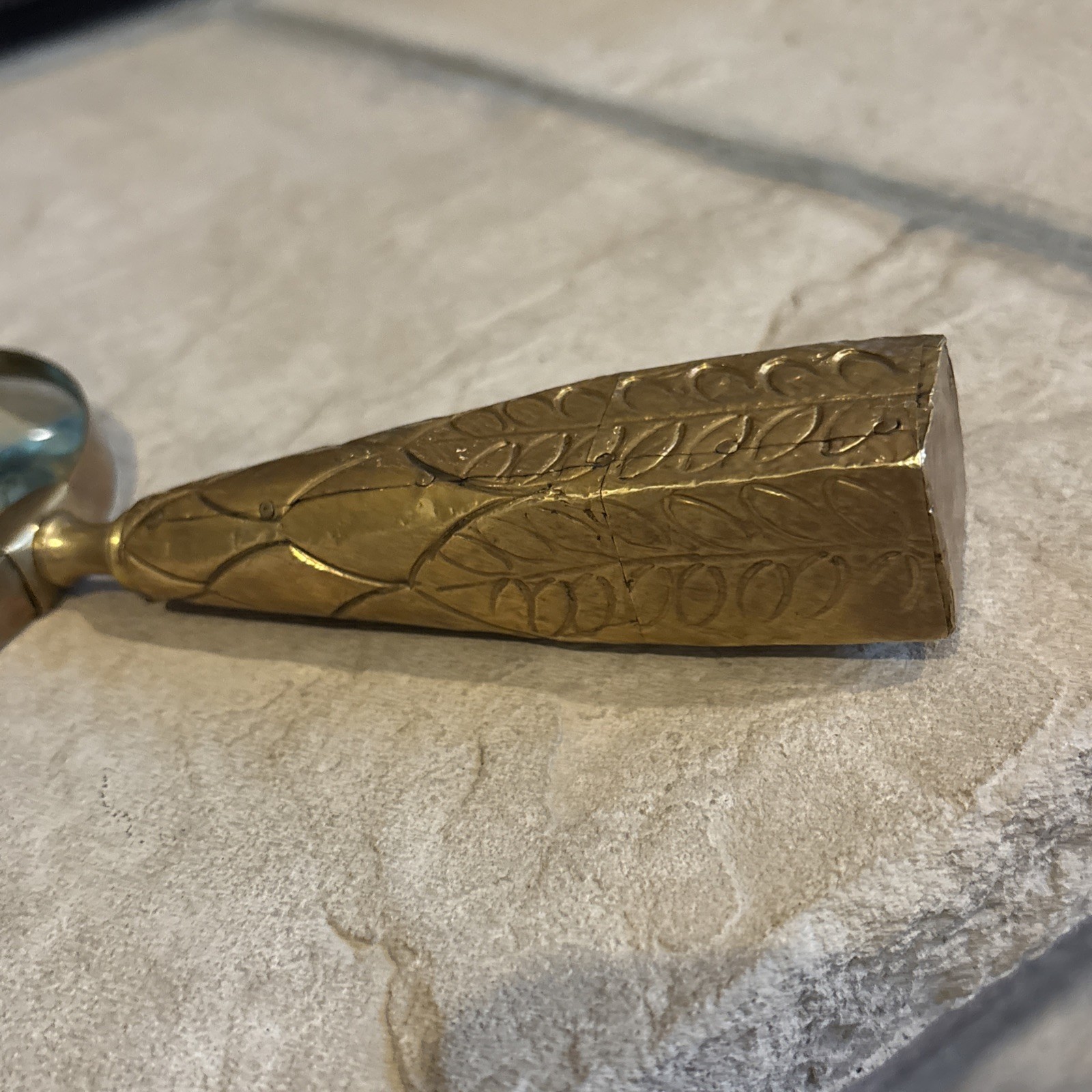 Vintage Handheld Brass Magnifying Glass 5 Inch Lens Gorgeous