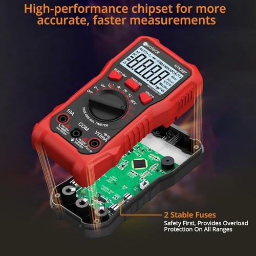 Digital Multimeter Voltmeter Tester with NCV, LCD for AC/DC 2000 Counts Red