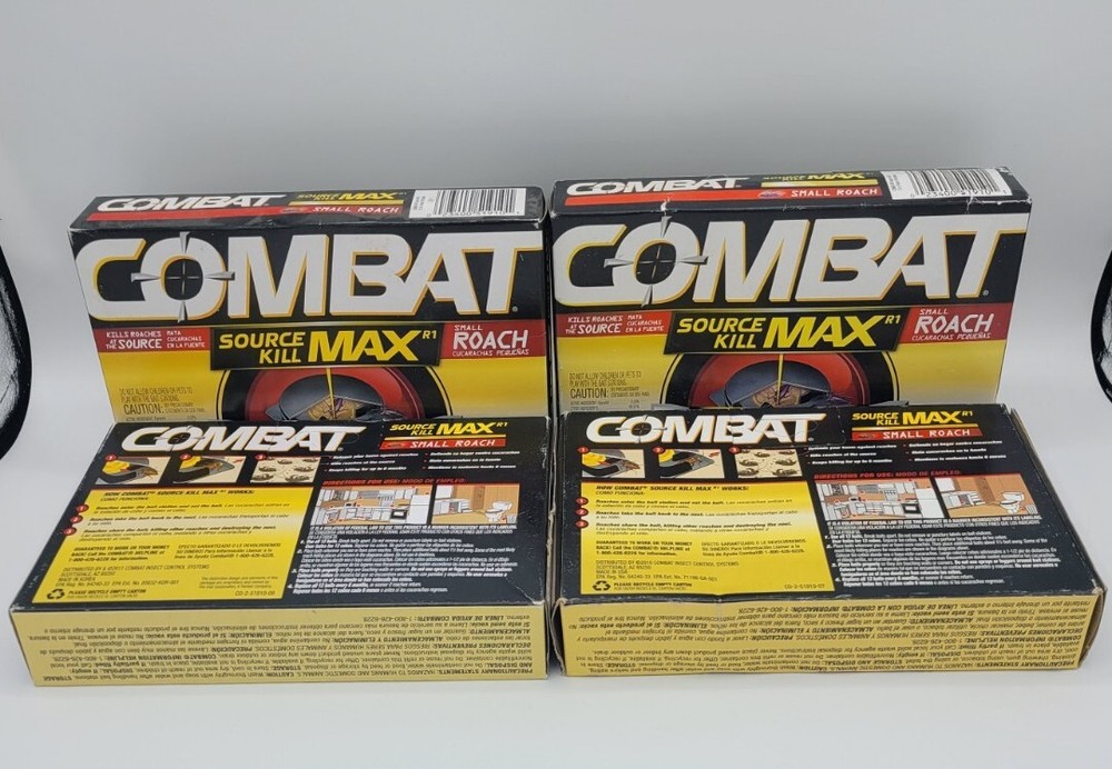 NEW! 4x Combat Source Kill Max Small Roach Killing Bait Stations 12 count Each