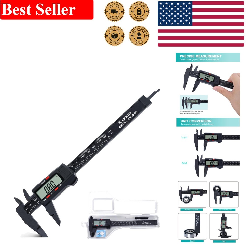 Compact Electronic Caliper with LCD & Battery - Accurate 0-6" Measurements