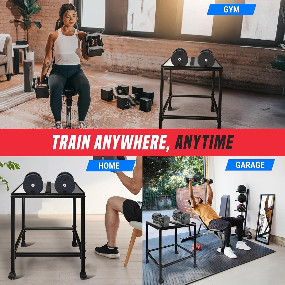 Large Compact Dumbbell Rack & Weight Rack with Lockable Wheels & 150 LB Capacity