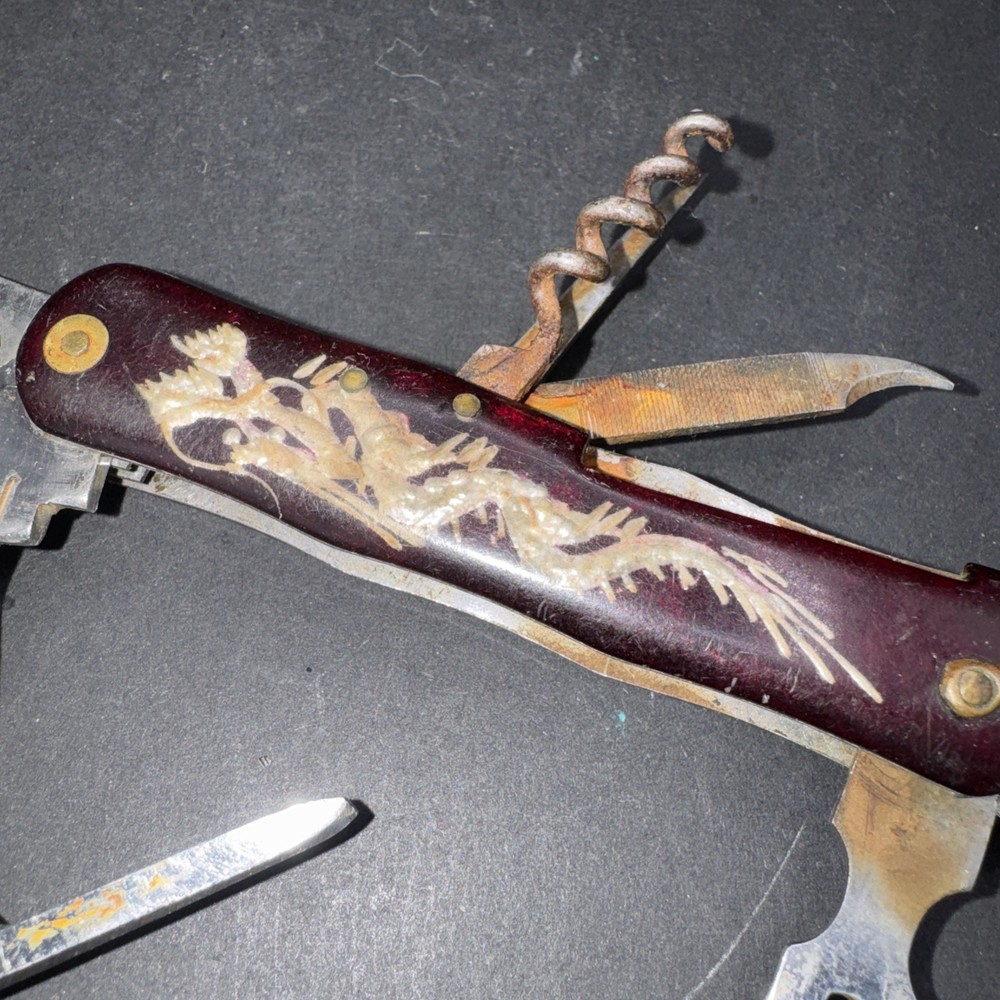 Vintage 8 Function Utility Knife Marks ORS Inlaid