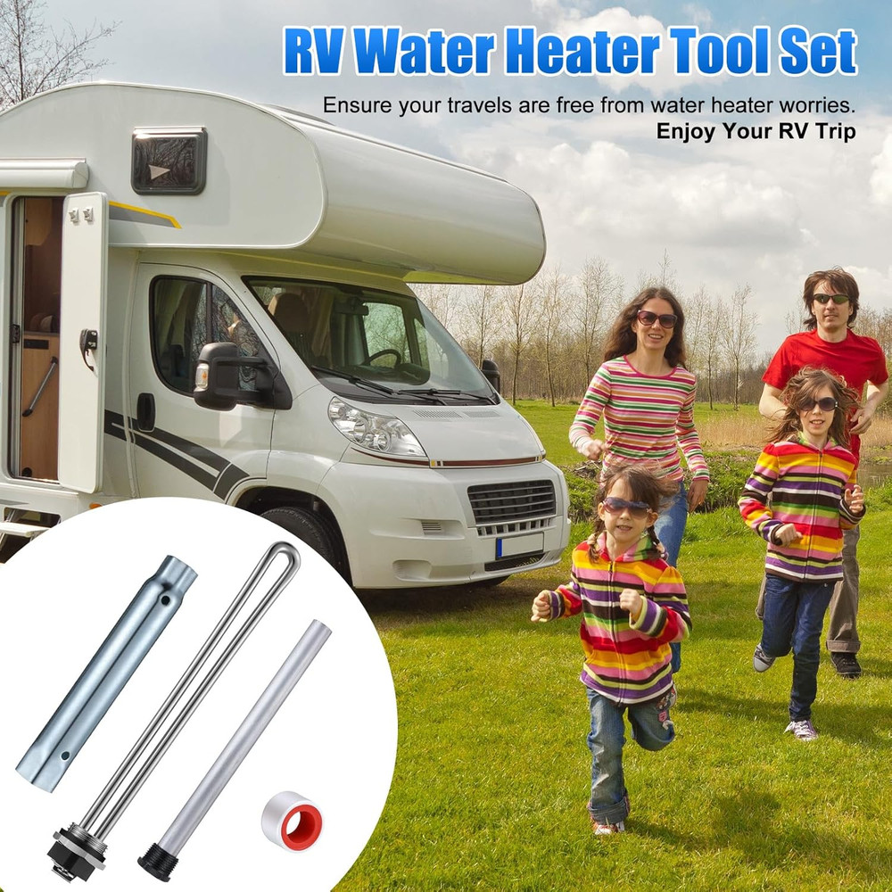 4 Pieces RV Water Heater Elements Include 1 Anode Rod 1 Electric Heater Element