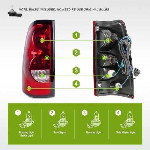 HSMOTHEV Red Left Driver Side Tail Light for 2003-2006