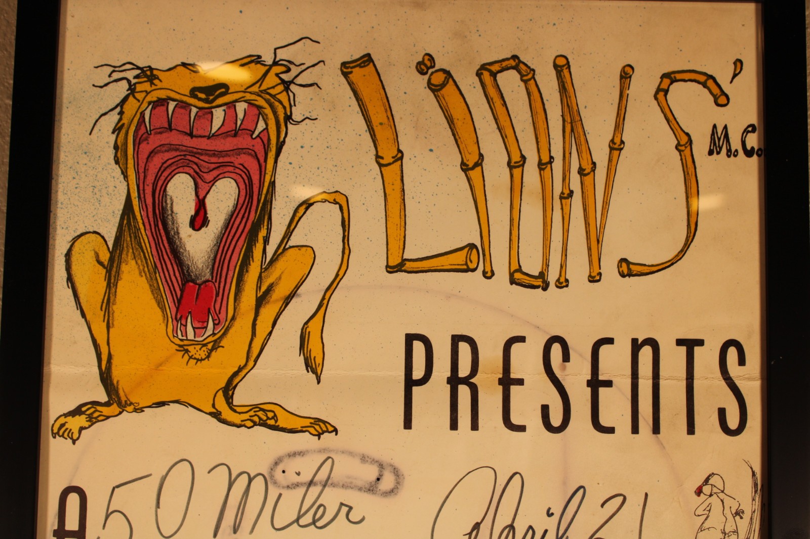 1966 Motorcycle Lions MC TT Racing Framed Poster Rare 1-of-Kind 50-Mile Sign Art