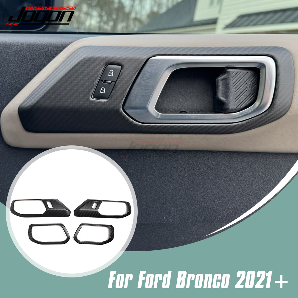 Real Matte Carbon Inner Door Bowl Handle Trim Panel For Ford Bronco 2021+ Raptor