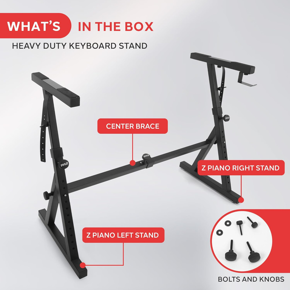 Heavy Duty Folding Keyboard Stand with Adjustable Height & Width, Black