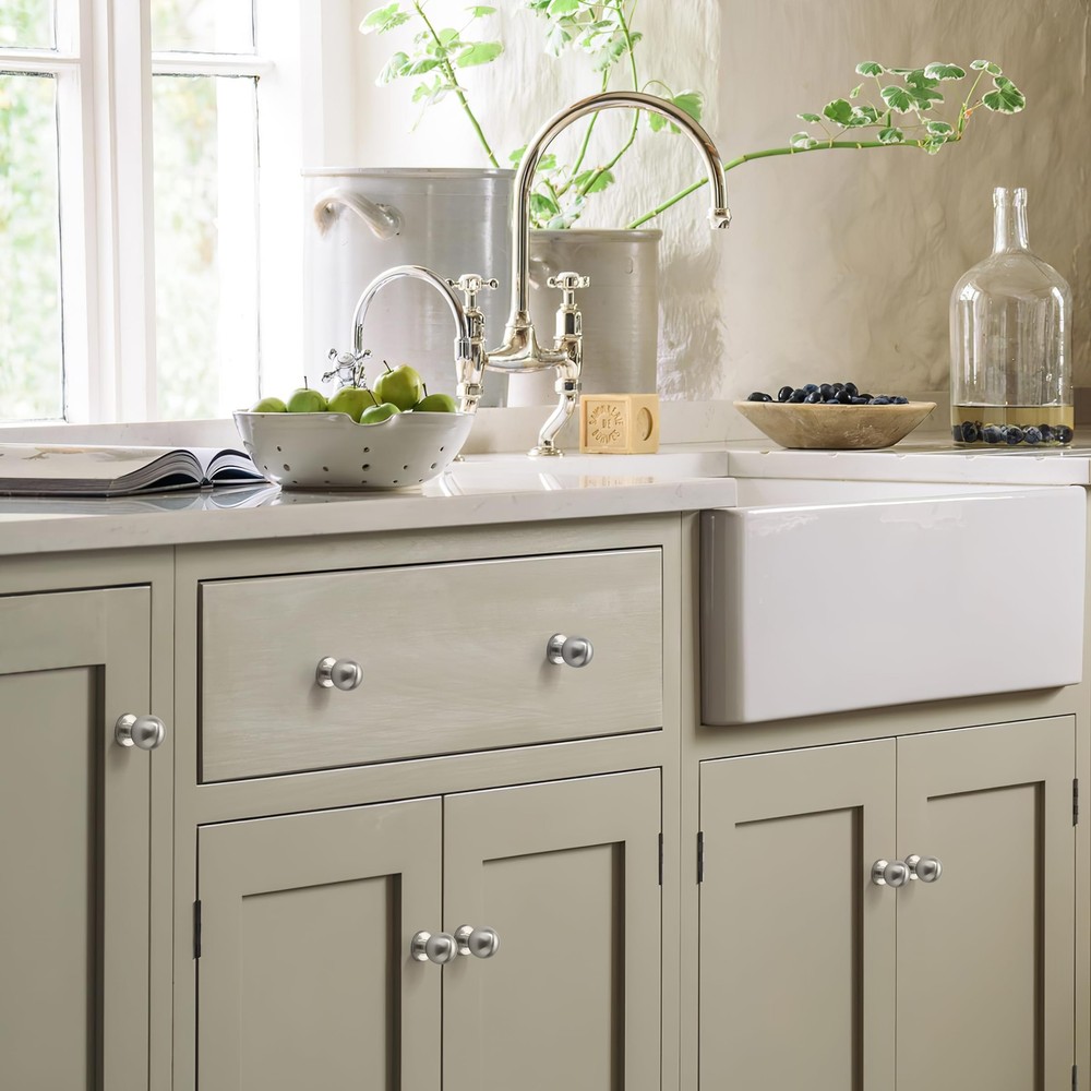 10 Pack 1 Inch 25mm Diameter Round Brushed Nickel Cabinet Solid knobs，Cabinet...