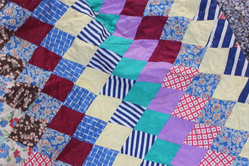 Antique Diamond Patchwork Quilt RARE