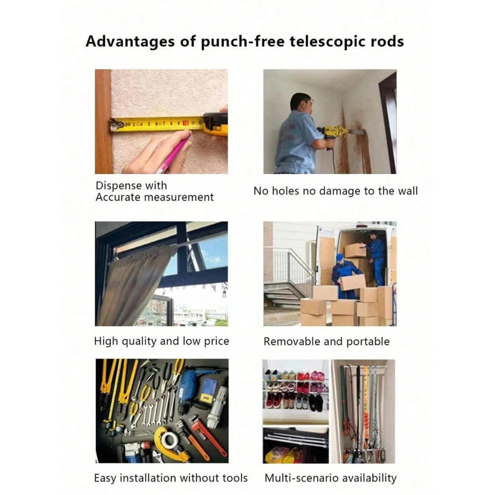 Extendable Curtain Rod Telescopic Towel Rail Pole Bath Shower Curtain ABS Rod