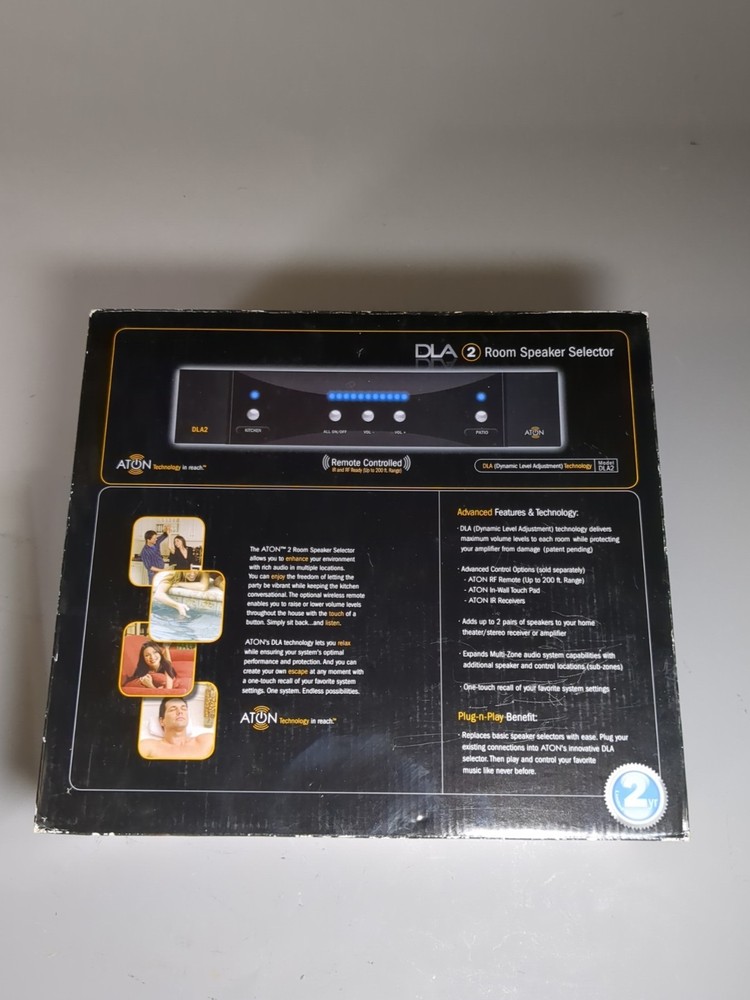 ATON DLA2 Multi-Zone 2-Room Speaker Selector RF Remote 200ft Open Box