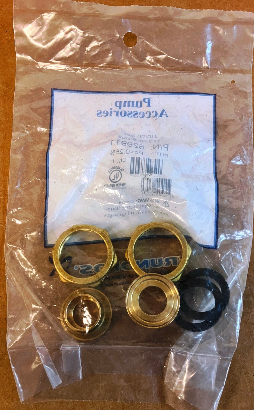 Grundfos UP15-29SU Circulation Pump & P/N 529911 22.2 mm Union Set