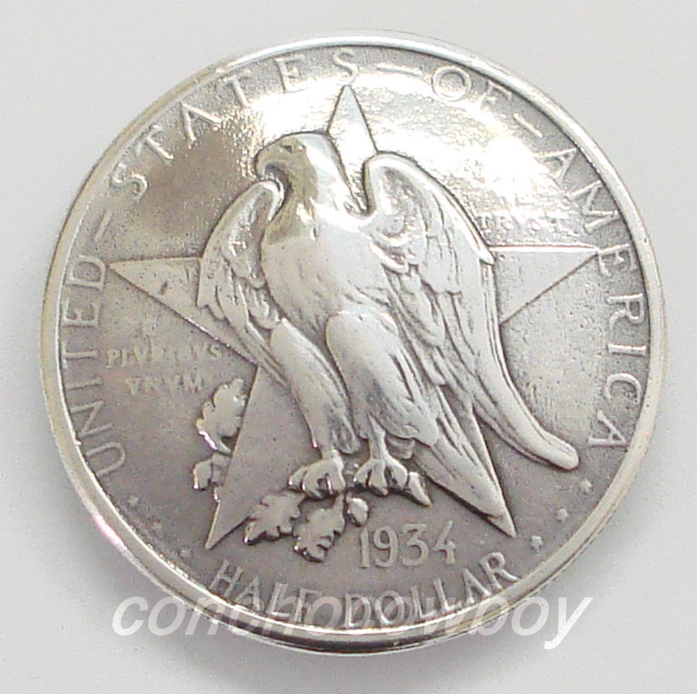 Texas Centennial Half Dollar Eagle Star Reproduction Coin Concho Screw back